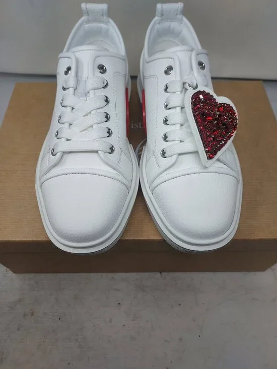 Christian Louboutin MENS White Heart Love Adolon Junior Sneaker - Picture 10 of 12